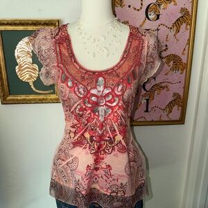 Apt. 9 Women's Paisley Blouse - Pink and Red